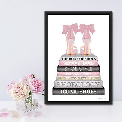 Courtside Market Pink Book Stack Shoe Framed Canvas Wall Art