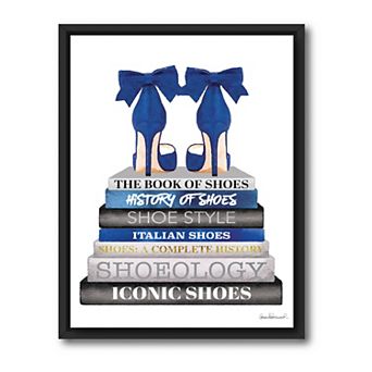 COURTSIDE MARKET Navy Book Stack Shoe Framed Canvas Wall Art