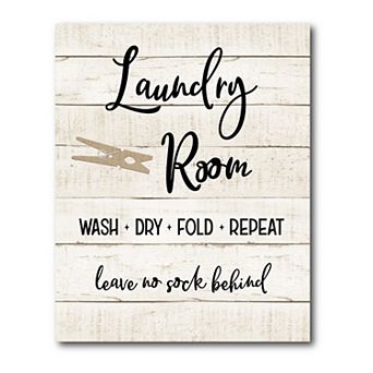 COURTSIDE MARKET Laundry Room Gallery Leave No Sock Behind Canvas Wall Art