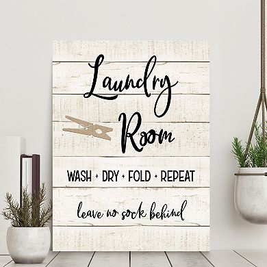 COURTSIDE MARKET Laundry Room Gallery Leave No Sock Behind Canvas Wall Art