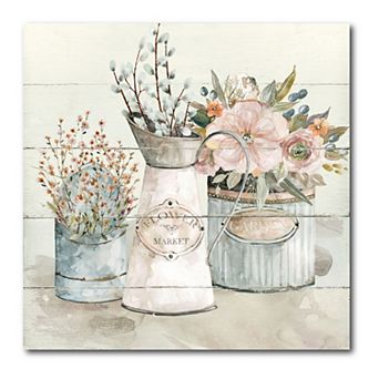 COURTSIDE MARKET Shiplap Flower Market 16x16 Canvas