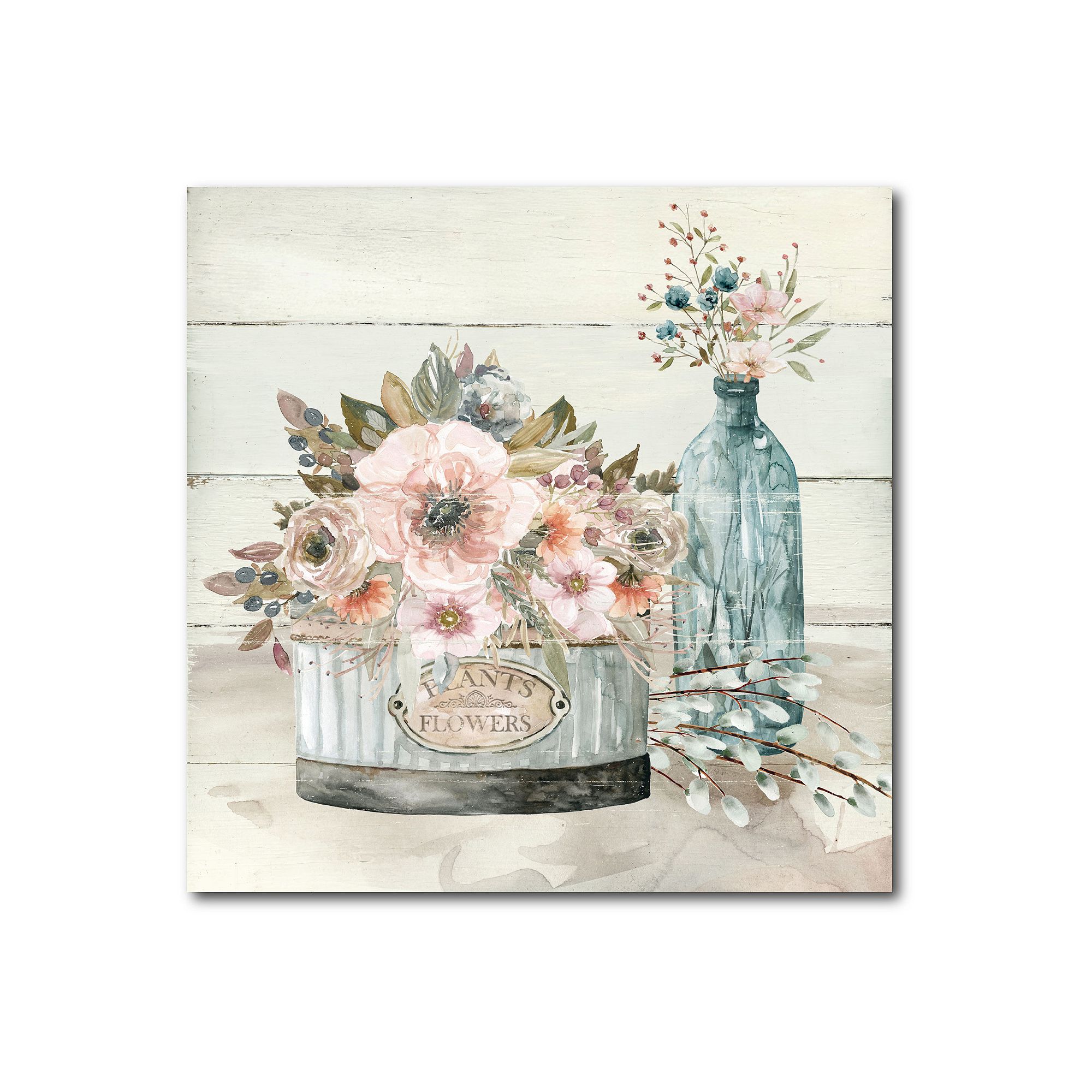 COURTSIDE MARKET Shiplap Plants & Flowers Canvas, Multi Color