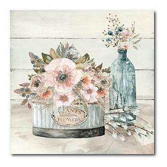 COURTSIDE MARKET Shiplap Plants & Flowers Canvas
