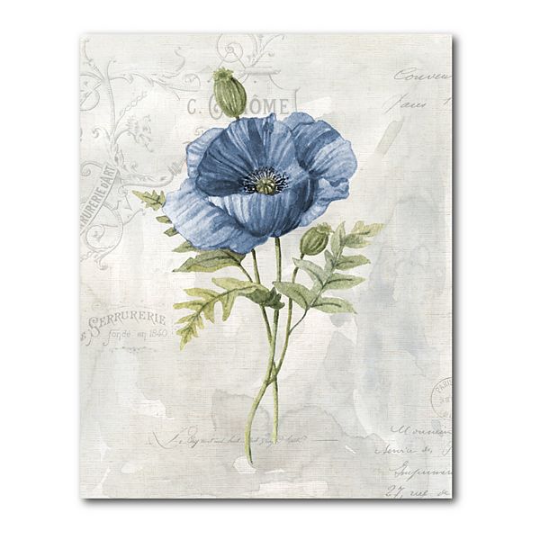 COURTSIDE MARKET Blue Linen Poppy Gallery Canvas Wall Art