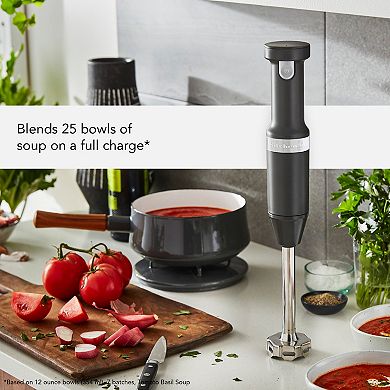 KitchenAid® KHBBV83 Cordless Variable Speed Hand Blender with Chopper ...