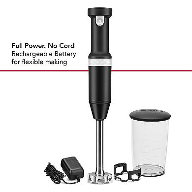 KitchenAid KHBBV83 Cordless Variable Speed Hand Blender with Chopper & Whisk Attachment