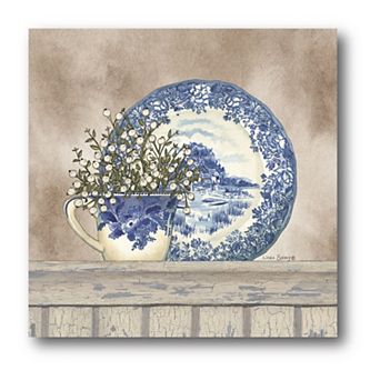 COURTSIDE MARKET Blue & White Cottage II Canvas