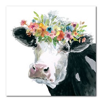 COURTSIDE MARKET Flower Crown Cow Gallery Canvas Wall Art