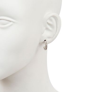 Main and Sterling Sterling Silver 15 mm Crystal Post Hoop Earrings Earrings