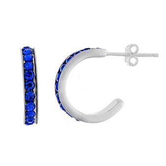 Main and Sterling Sterling Silver 15 mm Crystal Hoop Earrings Earrings