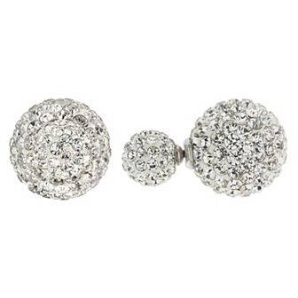 Main and Sterling Sterling Silver Crystal Front-Back Fireball Earrings