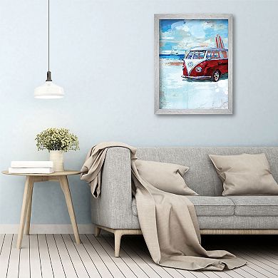 Courtside Market Red Camper Van Framed Canvas Wall Art