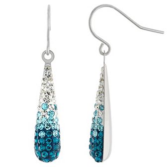 Main and Sterling Sterling Silver Pink Crystal Ombre Teardrop Earrings