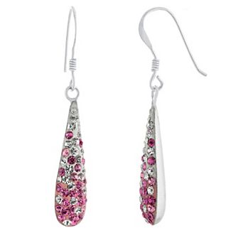 Main and Sterling Sterling Silver Pink Crystal Ombre Teardrop Earrings