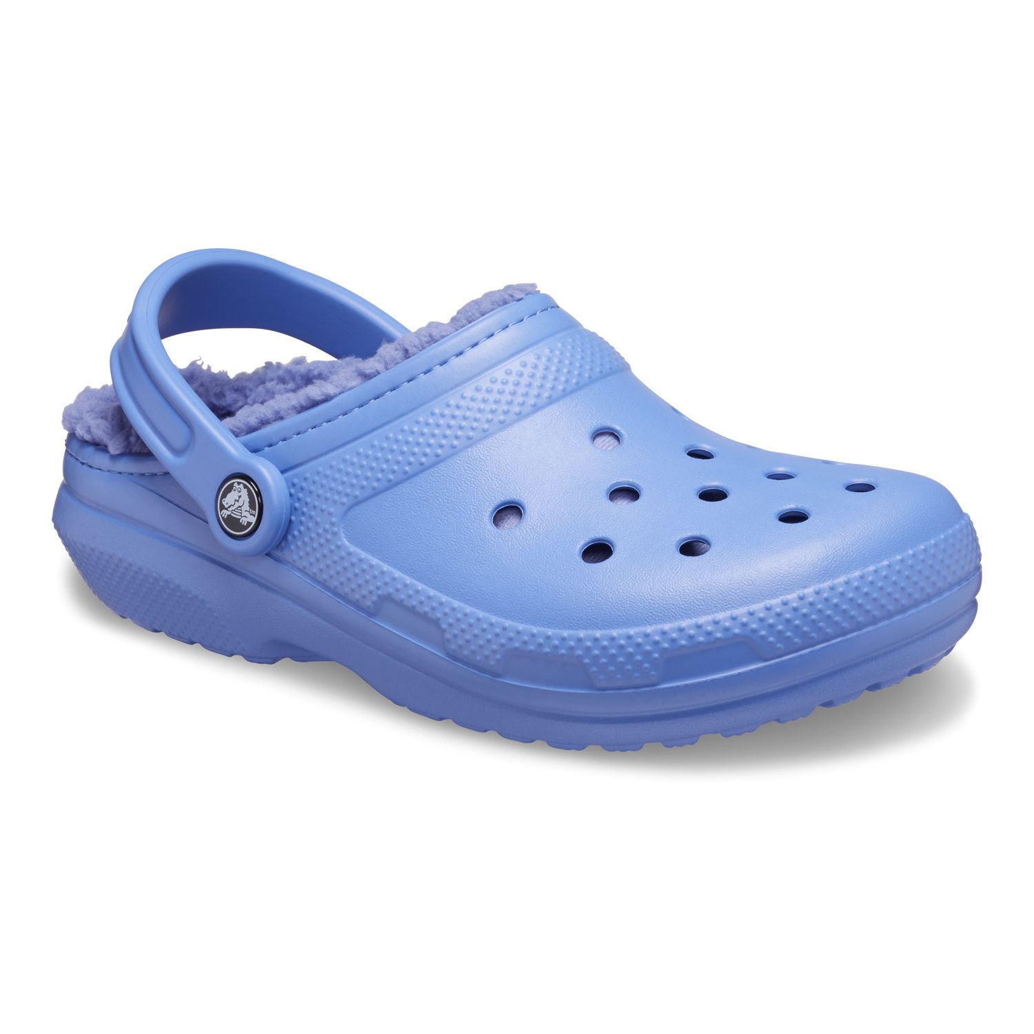blue fuzzy crocs