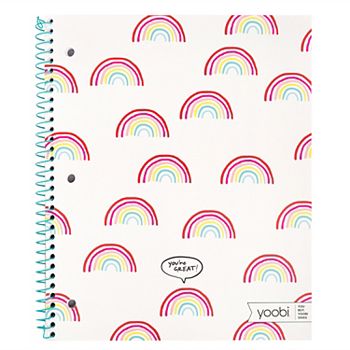 4 Yoobi Rainbow Spiral Notebook 1 Subject 100 Perforated College Ruled 2 Pockets 