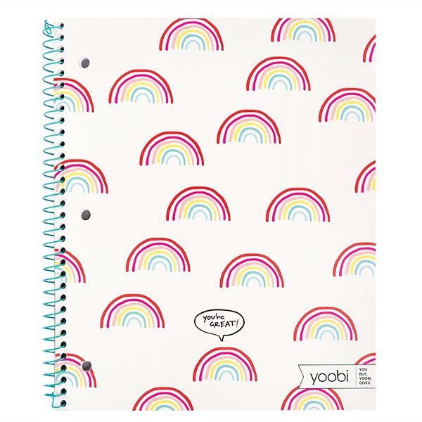 Details about   Yoobi Rainbow Spiral Notebook 1 Subject 100 Perforated College Ruled 2 Pockets 