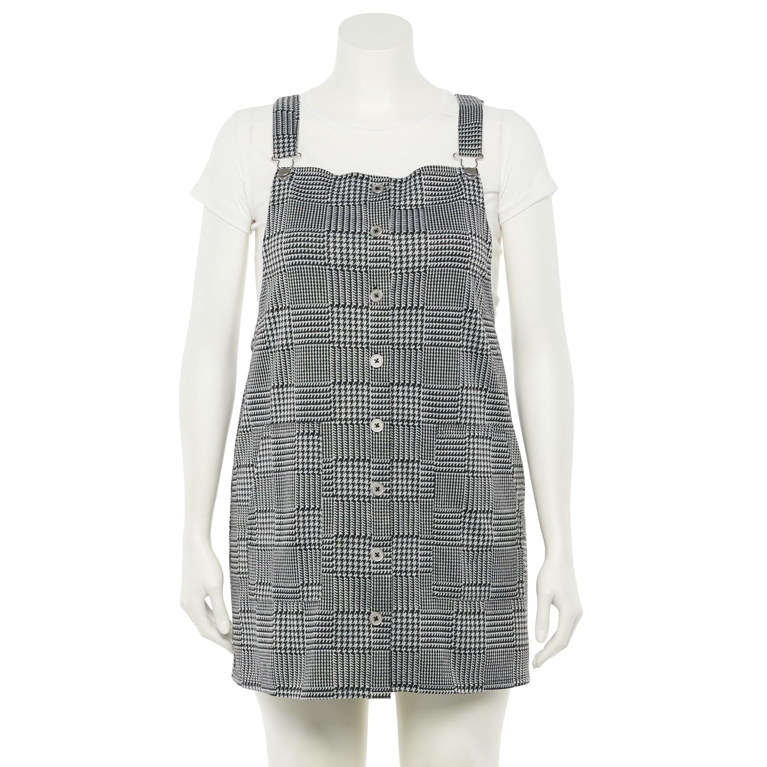 button front pinafore dress