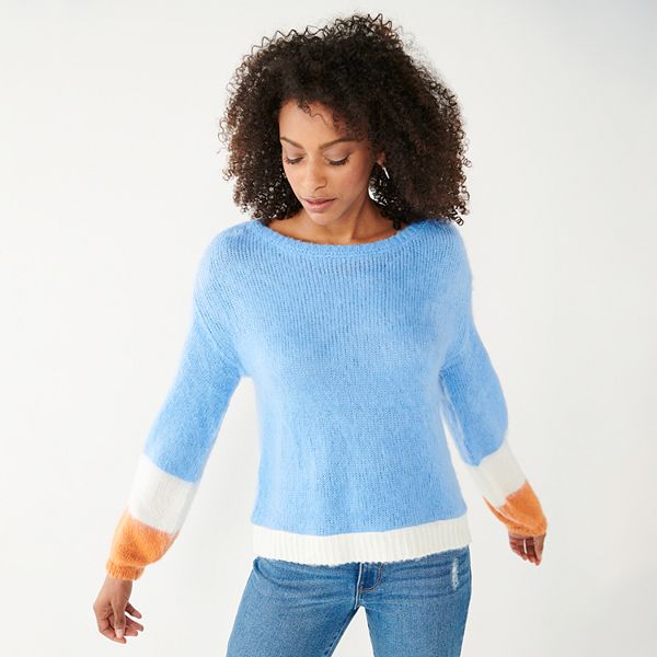 Women's Nine West Colorblock Balloon-Sleeve Sweater