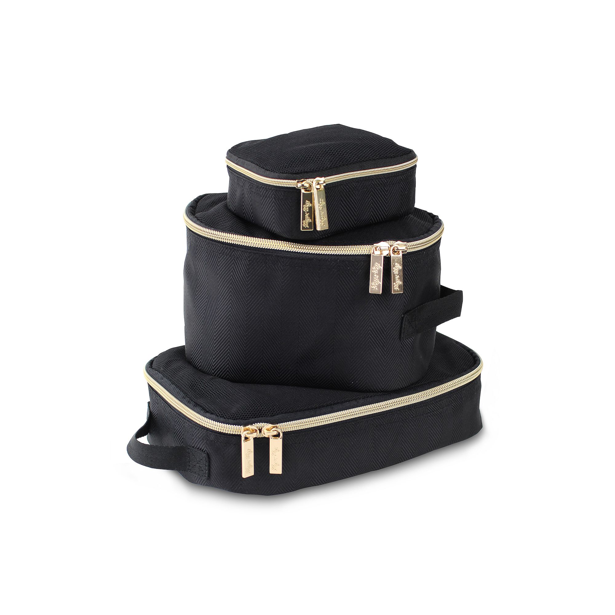 Itzy Ritzy 3 Pack Like A Boss Packing Cubes, Black Gold