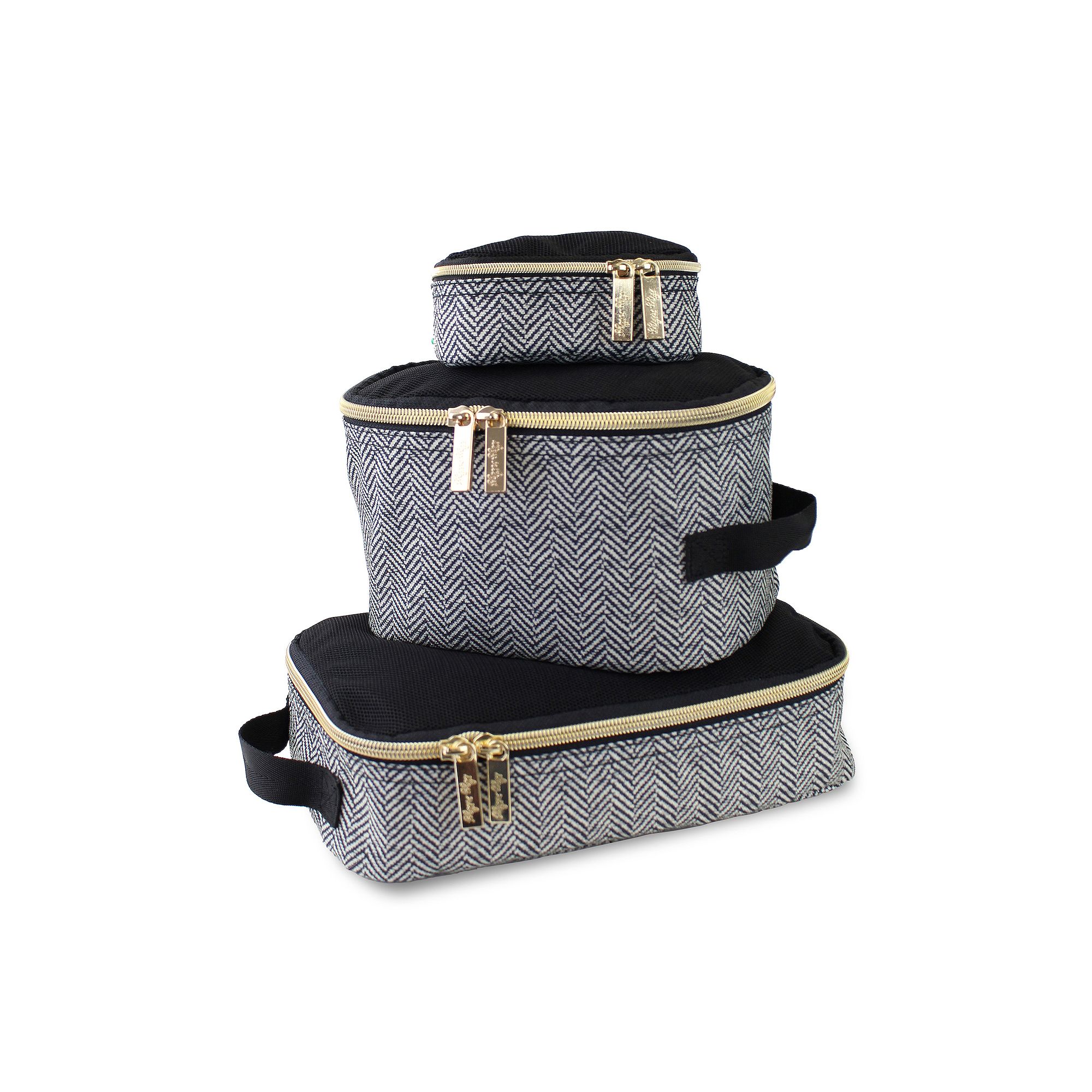 Itzy Ritzy 3 Pack Like A Boss Packing Cubes, Brown Cream