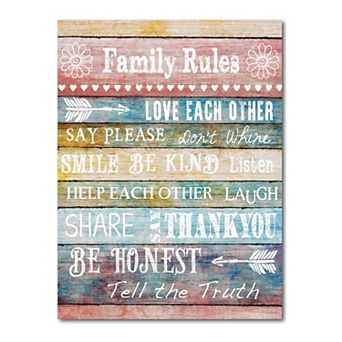 COURTSIDE MARKET Multicolored Family Rules Gallery Canvas Wall Art