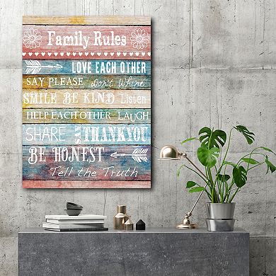 COURTSIDE MARKET Multicolored Family Rules Gallery Canvas Wall Art