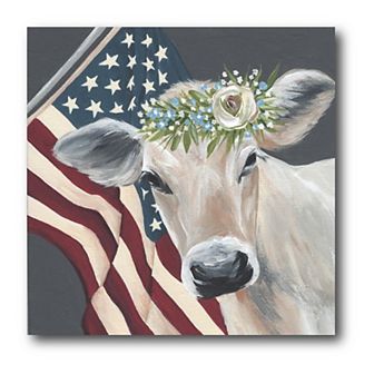 COURTSIDE MARKET Patriotic Cow Gallery-Wrapped Canvas