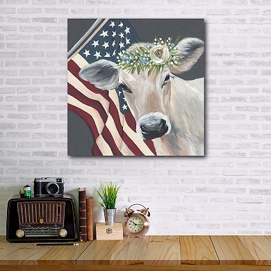Courtside Market Patriotic Cow Gallery-Wrapped Canvas