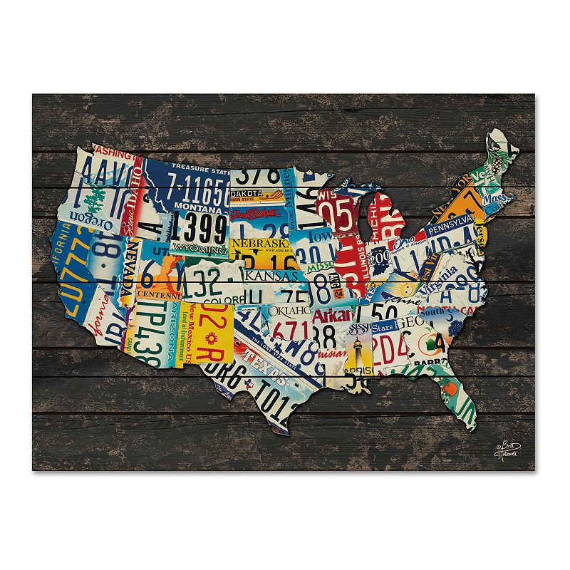 Courtside Market USA License Plate Map Wood Pallet Art, Multicolor, 16X20