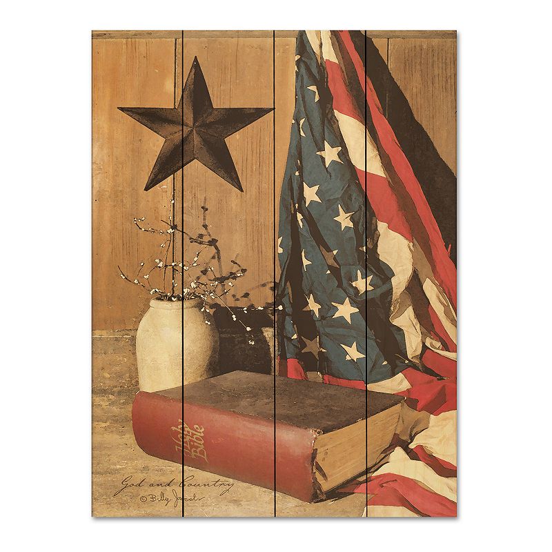 Courtside Market God And Country Wood Pallet Wall Art, Multicolor, 16X20