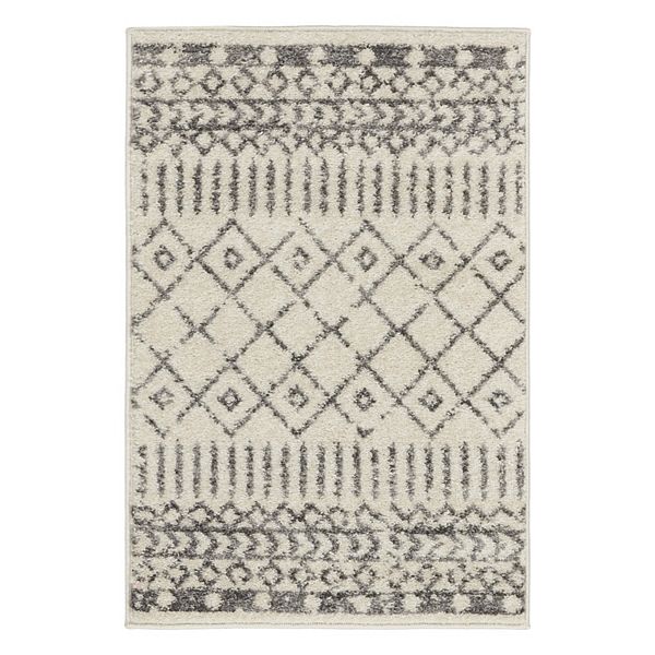 Nourison Passion Ivory/Grey 8 ft. x 10 ft. Geometric Transitional Area Rug