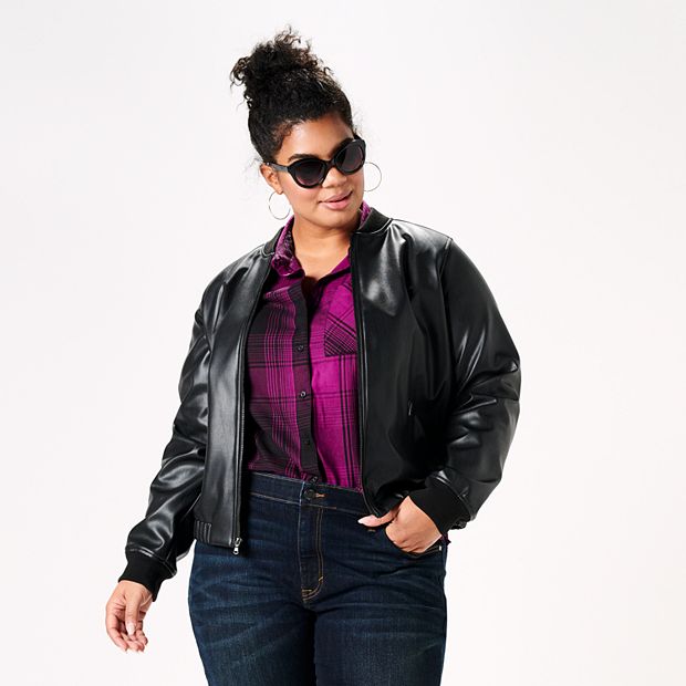 Kohls plus best sale size leather jacket