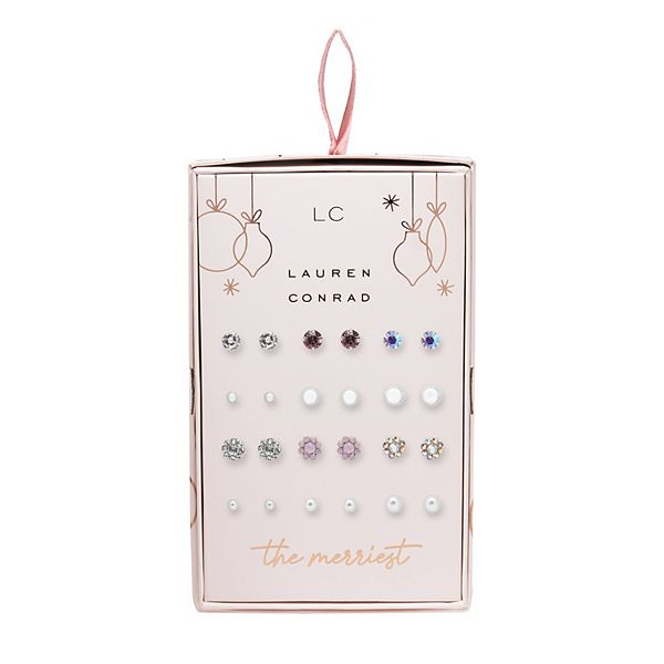 LC Lauren Conrad Silver Tone Nickel Free Stud Earring Set - Clear