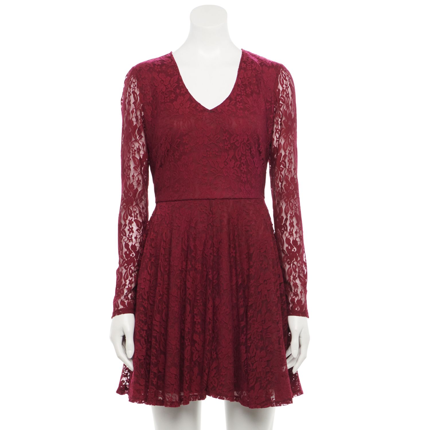 long sleeve lace skater dress