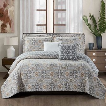 Serenta Lanza 5 pc Quilt Set with Coordinating Throw Pillows
