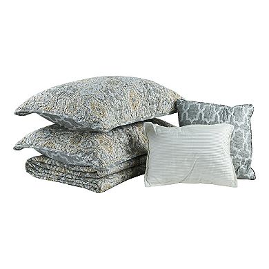 Serenta Lanza 5-piece Quilt Set with Coordinating Throw Pillows