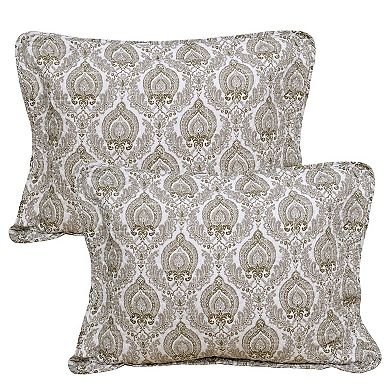 Serenta 5-piece Heart Damask Quilt Set with Coordinating Throw Pillows