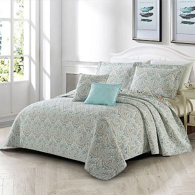 Serenta Visionary Damask 5-Piece Printed Microfiber Quilt Set