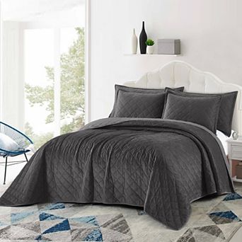 Serenta Velvet Quilt 5 pc Bedspread & Sham Set