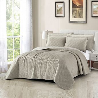 Serenta Velvet Quilt 5 pc Bedspread & Sham Set