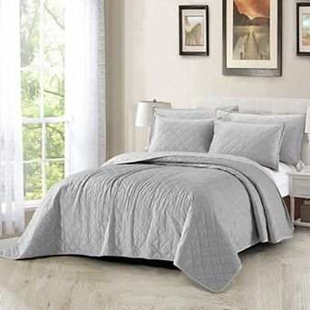 Serenta Velvet Quilt 5 pc Bedspread & Sham Set