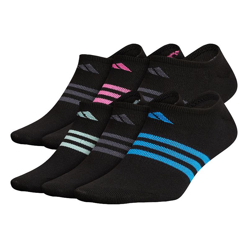 Womens adidas Superlite Badge Of Sport Stripe No-Show Sock 6-Pack, Size: 9