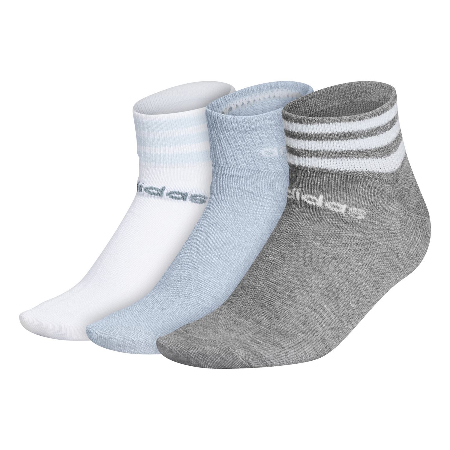 Gray 3-Stripe Low Cut Socks 3-Pack