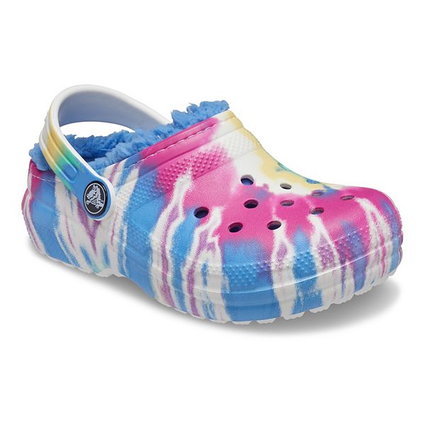 Crocs Classic Tie Dye Fuzz Lined Girls Clogs