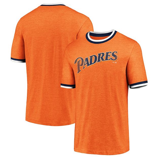 San Diego Padres MLB Fanatics Men's Navy Blue/Orange 3/4's Short Sleeve  T-shirt