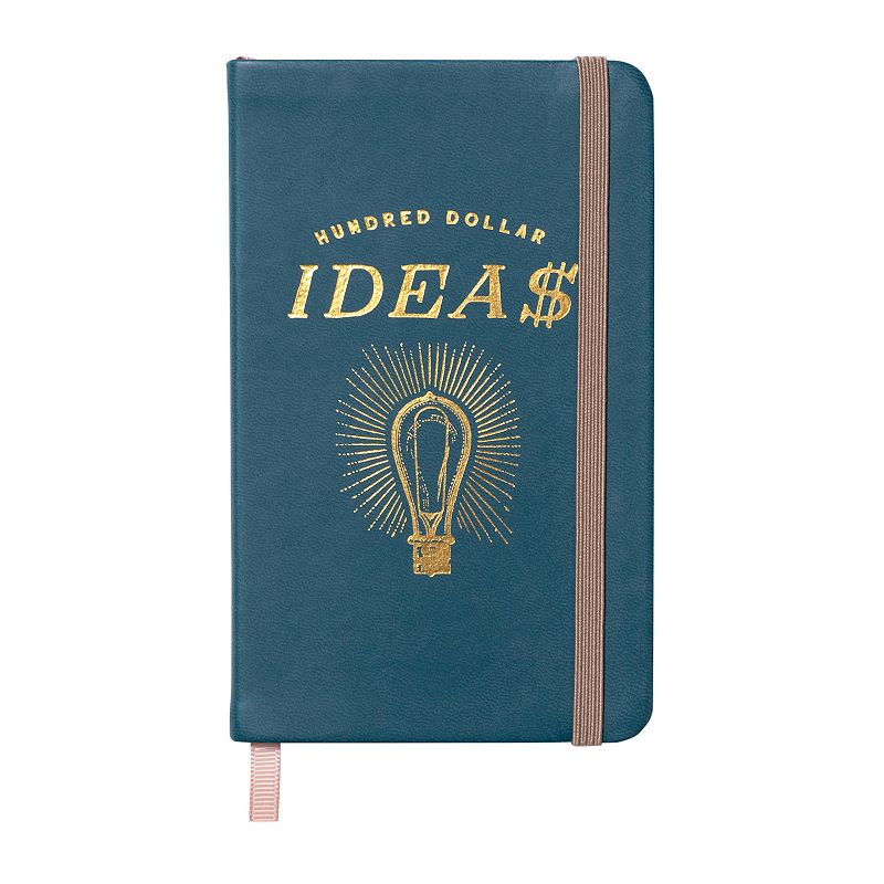 Punch Studio Small Faux Leather Bungee Journal, Blue (802126769973)