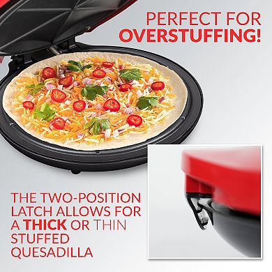 Taco Tuesday Deluxe 6-Wedge Electric Quesadilla Maker with Extra Stuffing Latch