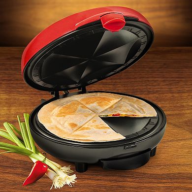 Taco Tuesday Deluxe 6-Wedge Electric Quesadilla Maker with Extra Stuffing Latch