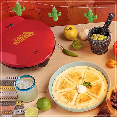 Taco Tuesday Deluxe 6-Wedge Electric Quesadilla Maker with Extra Stuffing Latch